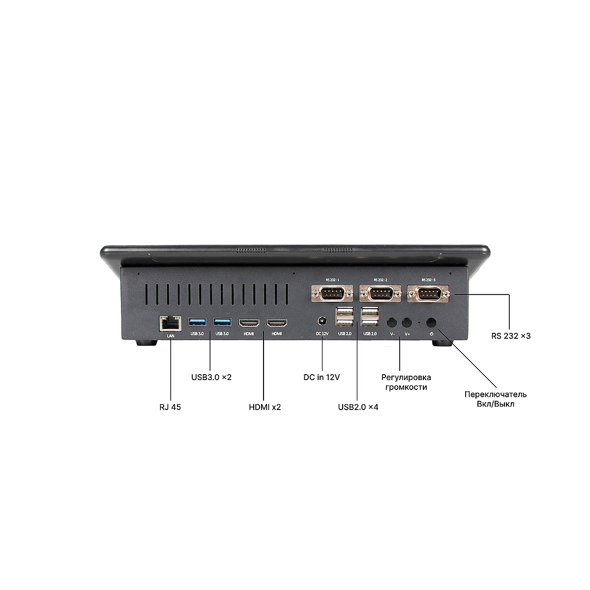 Компактный POS-терминал POScenter Wise Pro 2V2 (11.6", P-CAP, J4105, RAM 8Gb, M2 SSD 128Gb, WiFi, BT) без ОС — изображение 3